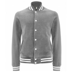 Continental Clothing Felpa Varsity Jacket Melange Grey/White Stripes 