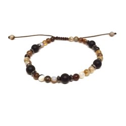 BRACCIALE AGATA MARRONE/ ONICE SATINATO