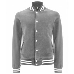 Felpa Varsity Jacket Melange Grey/White Stripes s  - Taglia S