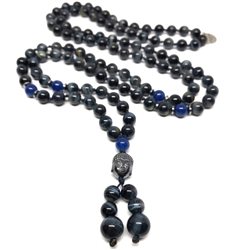 Collana Mala Occhio di tigre blu - Lapislazzulo