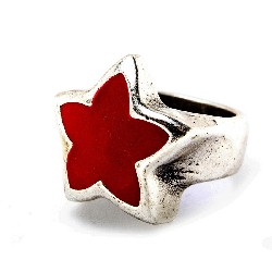 Anello in zama stella rossa - Taglia xs