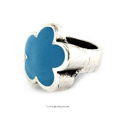 Anello in zama fiore azzurro - Taglia s